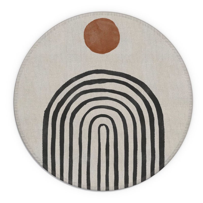 Knibeo Boho Round Mouse Pad  7.9 X 7.9 Inch Waterproof Rubber Neutral Mouse Pad Small  Boho Desk Decor  Minimalist Desk Accessories  Boho Office Supplies  Western Desk Decor for Women - Image 1